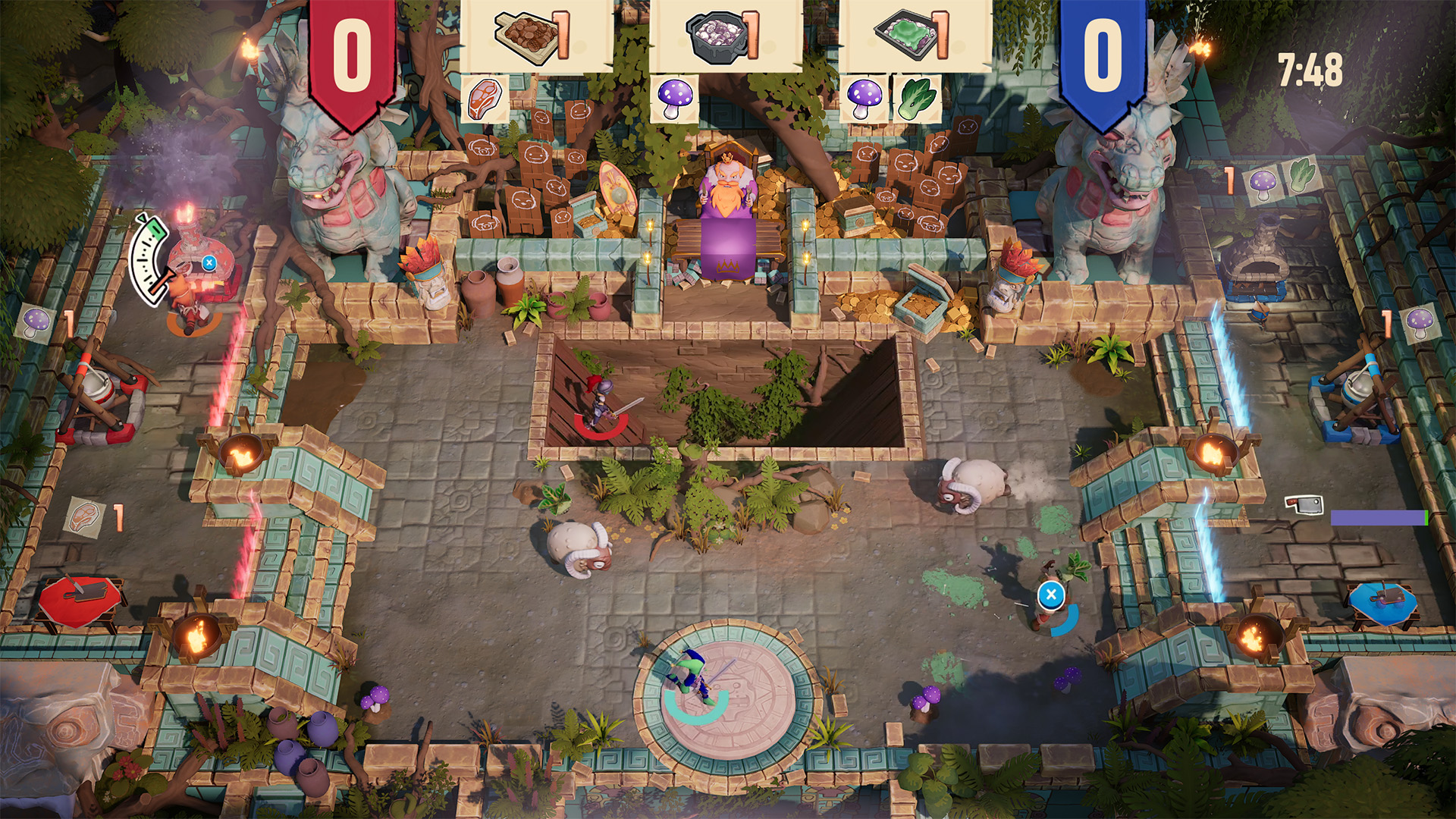 Jungle temple arena with stone dragon statues